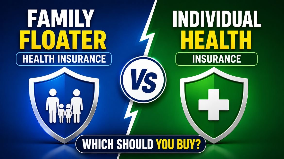 Family floater vs individual health insurance comparison illustration