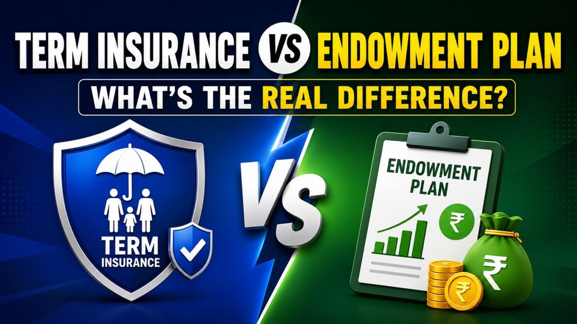 Term insurance vs endowment plan comparison illustration